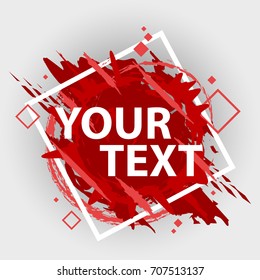 Grunge splash banner. Vector splatter labels with space for text. Grunge label with geometric figure