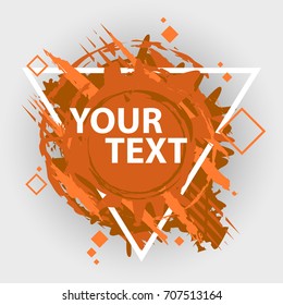 Grunge splash banner. Vector splatter labels with space for text. Grunge label with geometric figure
