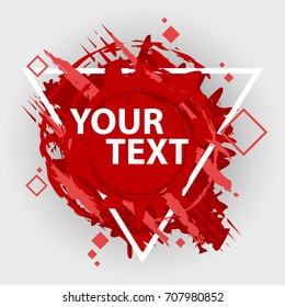 Grunge splash banner. Vector splatter labels with space for text. Grunge label with geometric figure