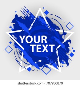 Grunge splash banner. Vector splatter labels with space for text. Grunge label with geometric figure