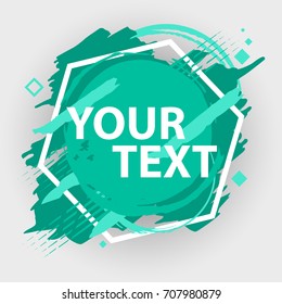 Grunge splash banner. Vector splatter labels with space for text. Grunge label with geometric figure