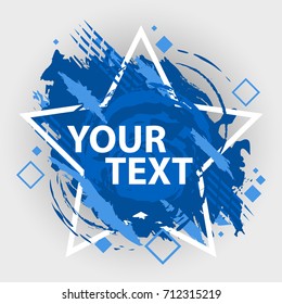 Grunge splash banner. Vector splatter labels with space for text. Grunge label with geometric figure