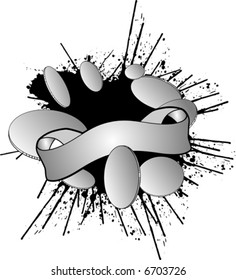 Grunge Splash and Gray Abstract Coins