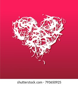 Grunge splash heart. Stock vector illustration of love symbol, Valentine's Day signs. Unique heart shape texture tevplate for your design.