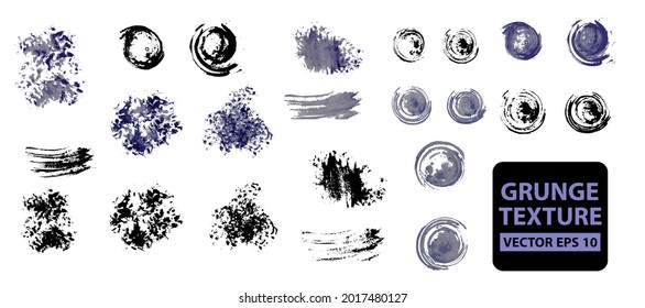 Grunge Splash Set. Abstrakte Zeichnung. Modernes Hintergrunddesign.  Abstrakte flüssige Form. Tintenspritzer.