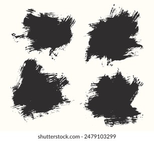 Grunge splash set of black color splatter brush stroke background