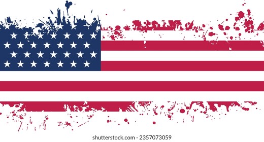 grunge splash stripe American USA flag background 