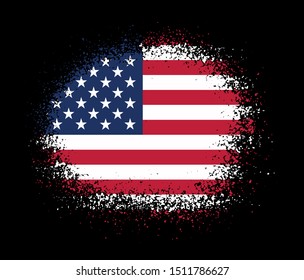 grunge splash with usa flag.