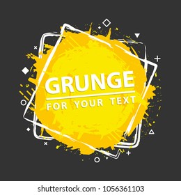 Grunge splash. Vector abstract background with ink brush strokes and geometrical shapes. Grunge background. Vector colorful paint splashes. Grunge frame with space for text.
