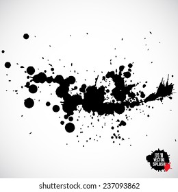 Grunge splashes. Brush. Handmade, textured design elements. Abstract shapes. 