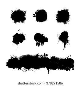 Grunge splashes set. Abstract art. Hand drawn vector background set. Grunge ink illustration for artistic splash and drop illustrated banners.