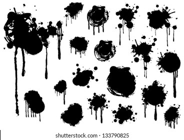 Grunge splashes set vector