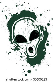 Grunge splatter alien head