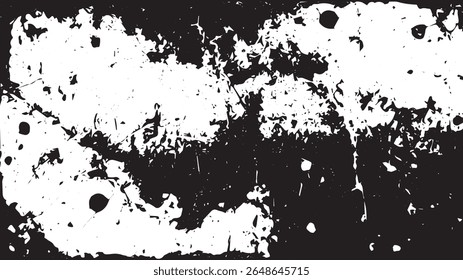 Grunge Splatter Background with Horizontal Paint Texture, Black and White Distressed Ink Abstract for Urban Design