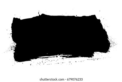Grunge splatter background. Ink stain design. Spray splashes backdrop. Liquid stains isolated. Paint brush strokes and drops texture. Abstract vector illustration.