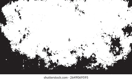 Grunge Splatter Border with Jagged Black Texture and Blank White Center for Poster and Overlay Designs