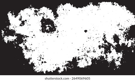 Grunge Splatter Frame with Distressed Texture and Eroded Edges in Black and White