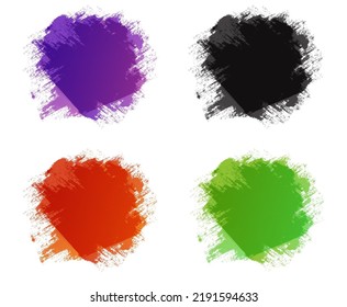 Grunge splatter ink paint watercolor brush blob vector graphic print blank empty element design illustrated drawn, purple red black green color funky mud durty sport frame splash for text