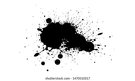 Grunge splatter. Paint splash. Liquid stain. Highly detailed grunge texture. Paint stain. Ink spot. Drop. Abstract frame. Grunge background.