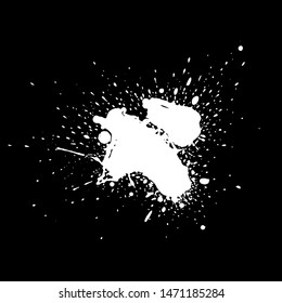 Grunge splatter. Paint splash. Liquid stain. Highly detailed grunge texture. Paint stain. Ink spot. Drop. Abstract frame. Grunge background.