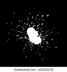 Grunge splatter. Paint splash. Liquid stain. Highly detailed grunge texture. Paint stain. Ink spot. Drop. Abstract frame. Grunge background.