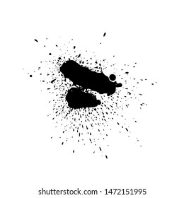 Grunge splatter. Paint splash. Liquid stain. Highly detailed grunge texture. Paint stain. Ink spot. Drop. Abstract frame. Grunge background.