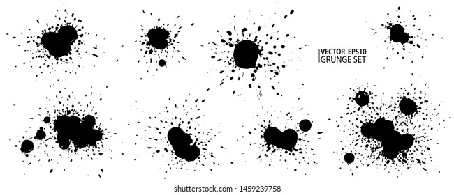 Grunge splatter. Paint splashes. Liquid stains. Highly detailed grunge textures. Paint stain. Ink spots. Splatter. Scribble. Scrawl. Drop. Grunge backgrounds collection.