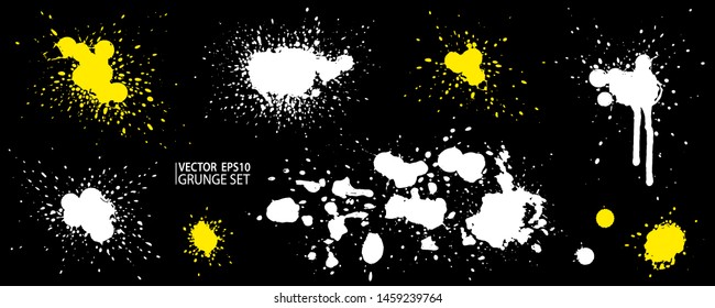 Grunge splatter. Paint splashes. Liquid stains. Highly detailed grunge textures. Paint stain. Ink spots. Splatter. Scribble. Scrawl. Drop. Grunge backgrounds collection.