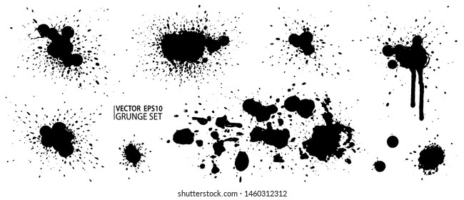 Grunge splatter. Paint splashes. Liquid stains. Highly detailed grunge textures. Paint stain. Ink spots. Splatter. Scribble. Scrawl. Drop. Grunge backgrounds collection.