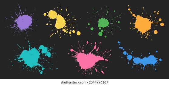 Grunge splatter Pintar respingos. Manchas líquidas. Texturas grunge altamente detalhadas. Pinte a mancha. Manchas de tinta. Splatter. Rastejar. Queda de tinta. Coleção de planos de fundo sujos.