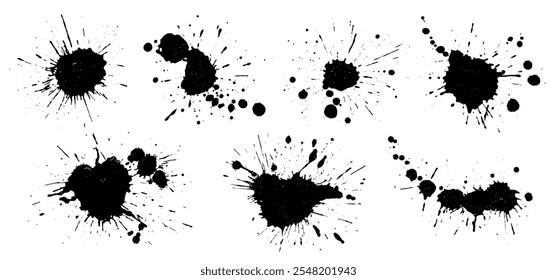 Grunge splatter Pintar respingos. Manchas líquidas. Texturas grunge altamente detalhadas. Pinte a mancha. Manchas de tinta. Splatter. Rastejar. Queda de tinta. Coleção de planos de fundo sujos.