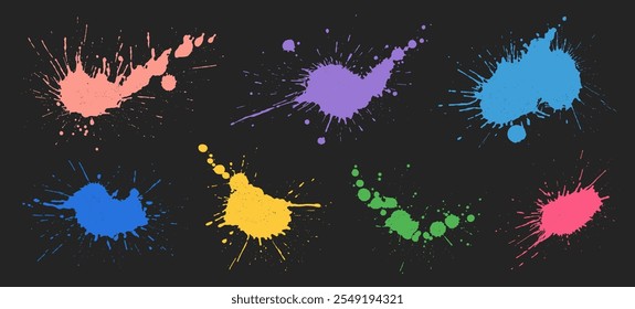 Grunge splatter Pintar respingos. Manchas líquidas. Texturas grunge altamente detalhadas. Pinte a mancha. Manchas de tinta. Splatter. Rastejar. Queda de tinta. Coleção de planos de fundo sujos.