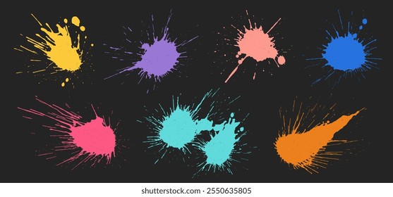 Grunge splatter Pintar respingos. Manchas líquidas. Texturas grunge altamente detalhadas. Pinte a mancha. Manchas de tinta. Splatter. Rastejar. Queda de tinta. Coleção de planos de fundo sujos.