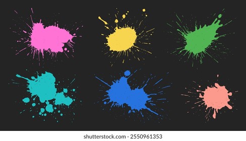 Grunge splatter Pintar respingos. Manchas líquidas. Texturas grunge altamente detalhadas. Pinte a mancha. Manchas de tinta. Splatter. Rastejar. Queda de tinta. Coleção de planos de fundo sujos.