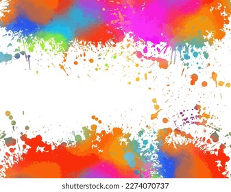 Grunge splatter. Los colores del arcoiris grunge salpicón. Fondo de marco multicolor. Explosión de color. La mancha de color sobre el blanco. Ilustración del vector
