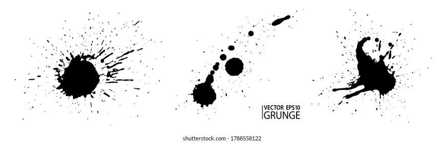 Grunge splatter set. Paint splashes. Liquid stains. Highly detailed grunge. Paint stain. Ink spots. Splatter texture. Grunge drops.