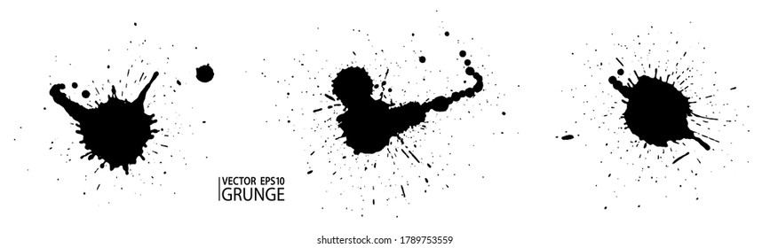 Conjunto de bandeja de unge. Pintar salpicaduras. Manchas líquidas. Grunge muy detallado. Pintar mancha. manchas de tinta. Splatter textura. Grunge.