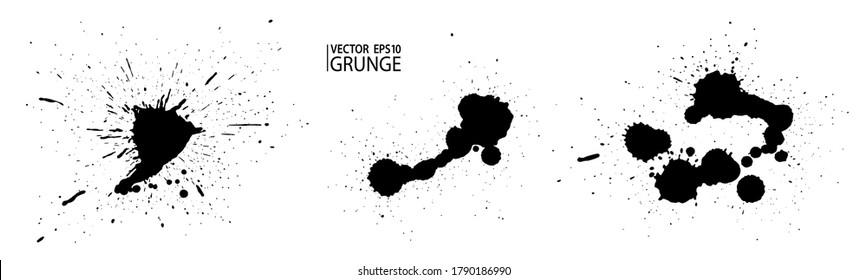 Conjunto de bandeja de unge. Pintar salpicaduras. Manchas líquidas. Grunge muy detallado. Pintar mancha. manchas de tinta. Splatter textura. Grunge.