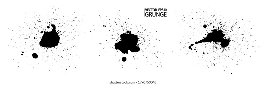 Grunge splatter set. Paint splashes. Liquid stains. Highly detailed grunge. Paint stain. Ink spots. Splatter texture. Grunge drops.