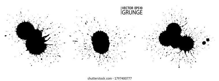 Grunge splatter set. Paint splashes. Liquid stains. Highly detailed grunge. Paint stain. Ink spots. Splatter texture. Grunge drops.