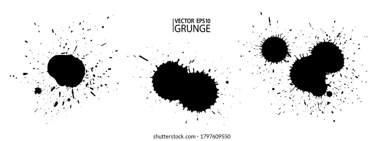 Conjunto de bandeja de unge. Pintar salpicaduras. Manchas líquidas. Grunge muy detallado. Pintar mancha. manchas de tinta. Splatter textura. Grunge.