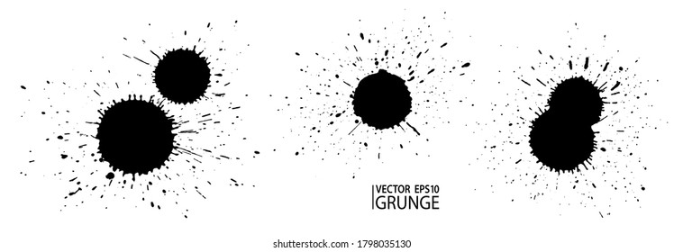 Grunge splatter set. Paint splashes. Liquid stains. Highly detailed grunge. Paint stain. Ink spots. Grunge drops.