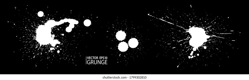 Grunge splatter set. Paint splashes. Liquid stains. Highly detailed grunge. Paint stain. Ink spots. Splatter texture. Grunge drops.