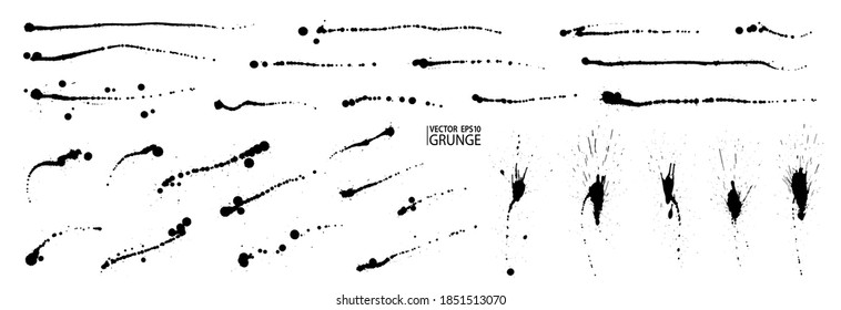 Grunge splatter set. Paint splashes. Liquid stains. Highly detailed grunge. Ink splatter vector elements. Paint stain. Ink spots set. Splatter texture collection. Grunge drops.