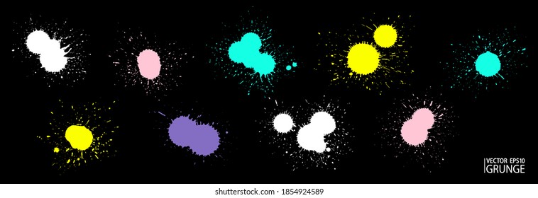 Grunge splatter set. Paint splashes. Liquid stains. Highly detailed grunge. Paint stain. Ink spots. Splatter texture. Grunge drops.