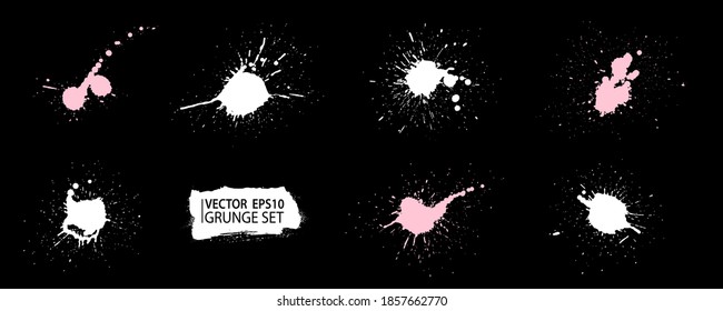Grunge splatter set. Paint splashes. Liquid stains. Highly detailed grunge. Paint stain. Ink spots. Splatter texture. Grunge drops.