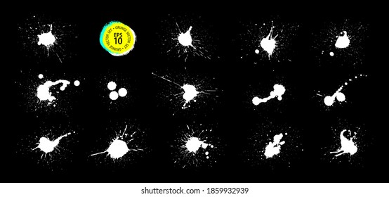 Grunge splatter set. Paint splashes. Liquid stains. Highly detailed grunge. Paint stain. Ink spots. Splatter texture. Grunge drops.