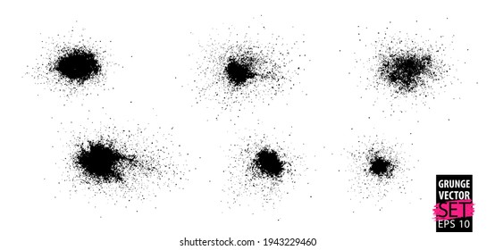 Grunge splatter set. Spray stains background. Powder splatter texture. Paint splashes. Grunge textures set. Liquid stains. Highly detailed grunge. Ink spots. Grunge drops.
