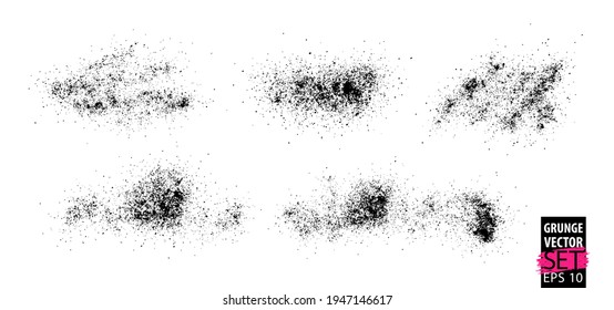 Grunge splatter set. Spray stains background. Powder splatter texture. Paint splashes. Liquid stains. Highly detailed grunge. Ink spots. Grunge drops.