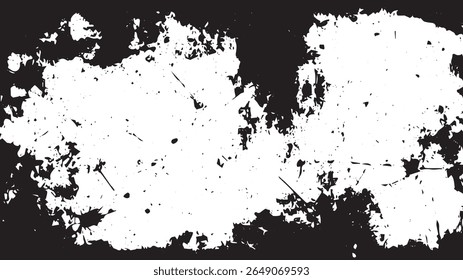 Grunge Splatter Texture Background with Rough Distressed Ink Blots in High Contrast Black and White